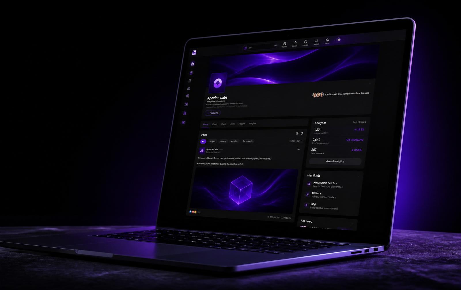 Search dashboard mockup